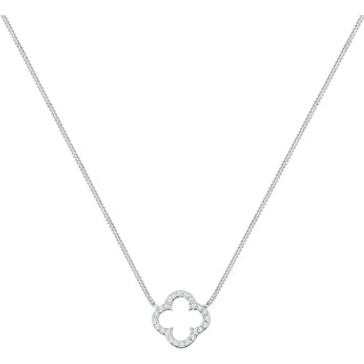 Elli Halskette Damen Kleeblatt Anhänger mit Zirkonia Kristallen, 925 Sterling Silber, elegantes Design – Bild 2