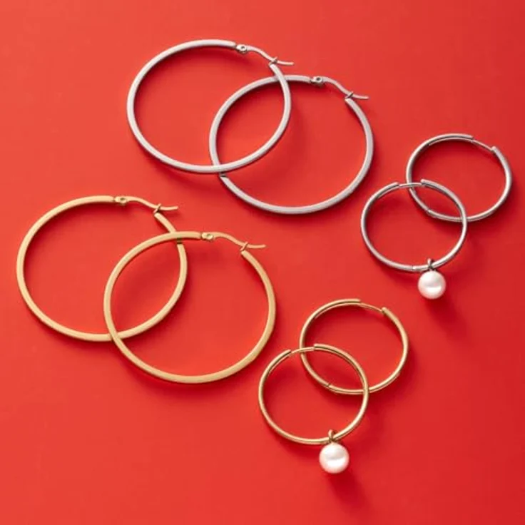 JEWELS BY LEONARDO Kreolen Marli, 1 Paar Ohrringe aus silberfarbenem Edelstahl, große schlichte Hoop-Ringe, allergikerfreundlich und robust, Geschenkverpackung, 5,5 x 0,2 x 5 cm – Bild 5