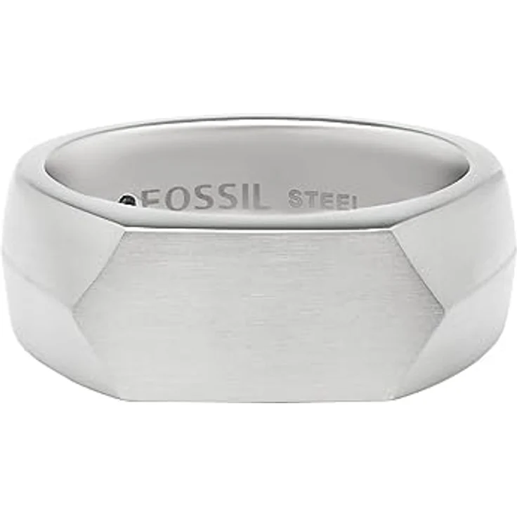 Fossil Herren-Edelstahlband Ringe, silberfarben mit poliertem Finish und schwarzer Akzentfarbe – Bild 3