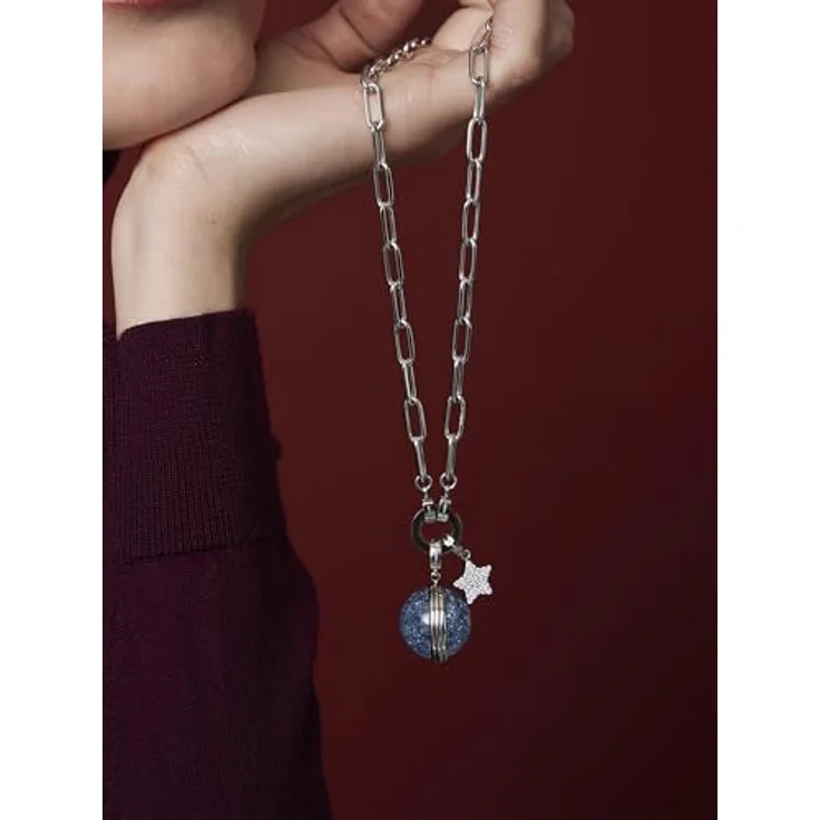 LEONARDO HOME Clip & Mix Estrella Halskette, Paperclip-Kette aus silbernem Edelstahl im Chunky-Look, 45 cm, Damen Schmuck, Geschenkidee, 019746 – Bild 3