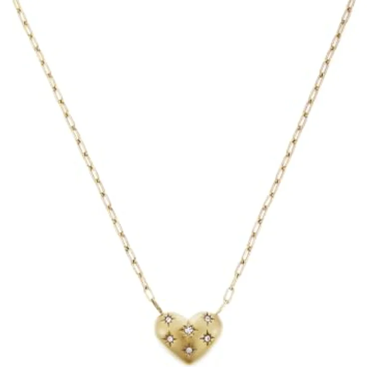 Fossil Sadie Damen-Edelstahl-Halskette, Karabinerverschluss, Safran-Gold – Bild 3