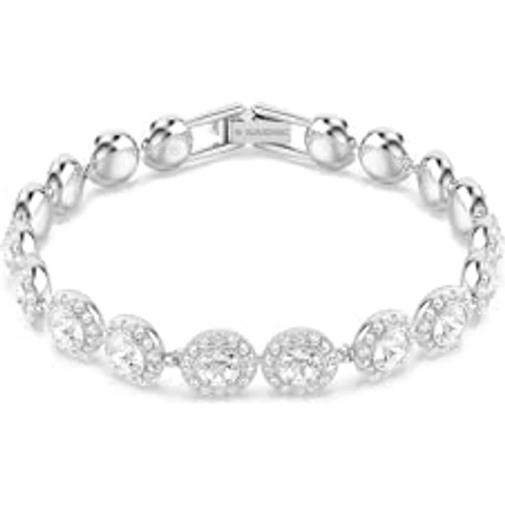 Swarovski Una Angelic Armreif, Rhodiniertes Tennis-Armband mit Strahlenden Rundgeschliff-Kristallen, Weiß – Bild 1