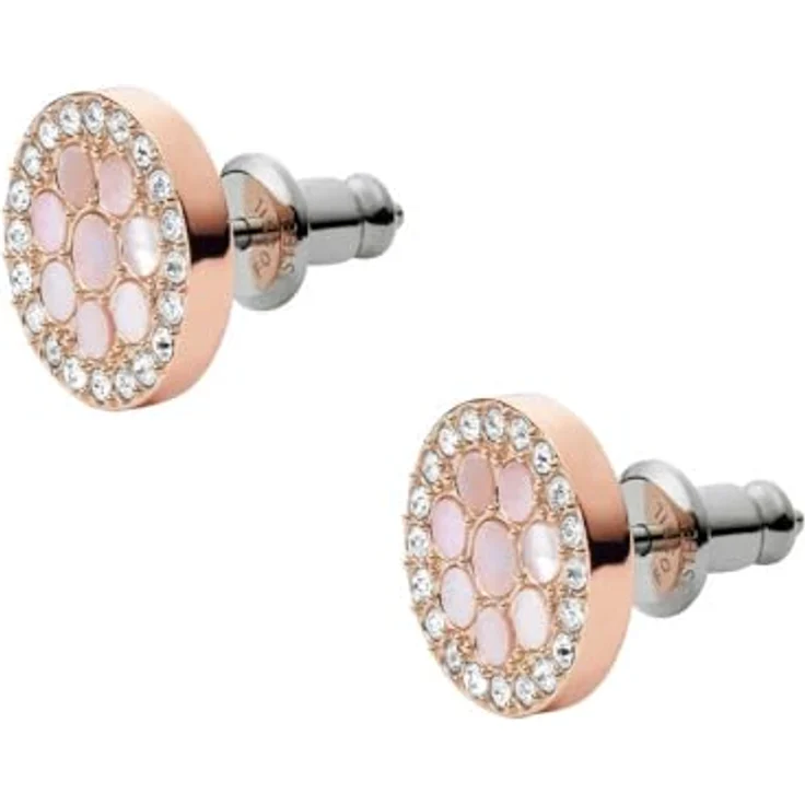 Fossil Ohrstecker JF02906791, Roségold mit runden Pastellfarben und glitzerndem Steingehäuse – Bild 4