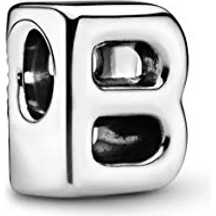 PANDORA Moments Buchstabe B, wendbares Alphabet-Charm aus Sterling-Silber mit geprägten Herzen und Perlen, kompatibel mit Armbändern der Moments Kollektion – Bild 1