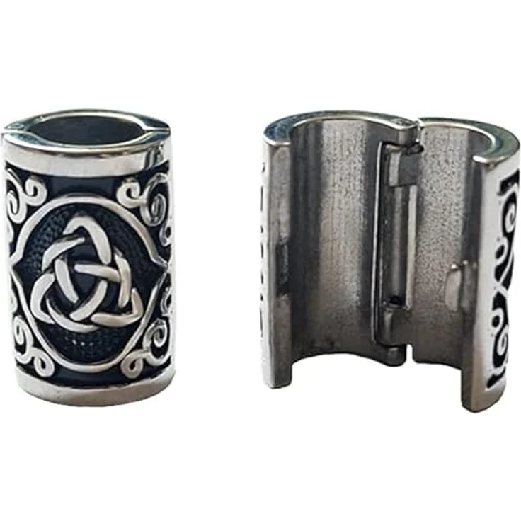 VALHALLA Wikinger Bartperle 316L Edelstahl, große Öffnung für individuelle Gestaltung, poliert, 20 x 12 mm, Loch: 8 mm – Bild 3