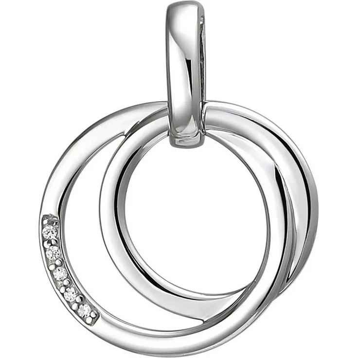 JOB Kettenanhänger mit 5 Zirkonia, 925 Silber, rhodiniert, 19,4 mm hoch