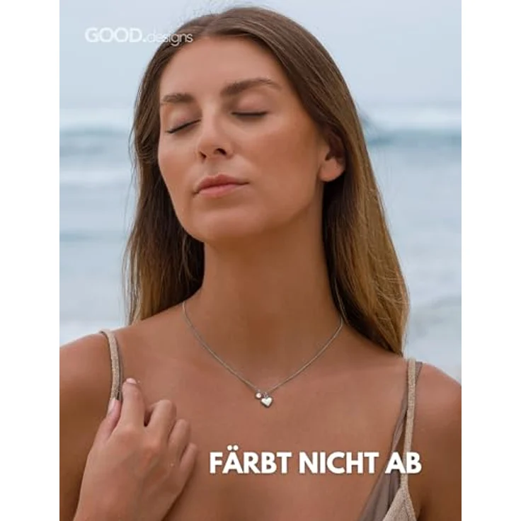 GD GOOD.designs Silberne Herzkette mit Zirkonia-Anhänger | Verstellbare Halskette aus 316L Edelstahl für Damen (42-47 cm) – Bild 3