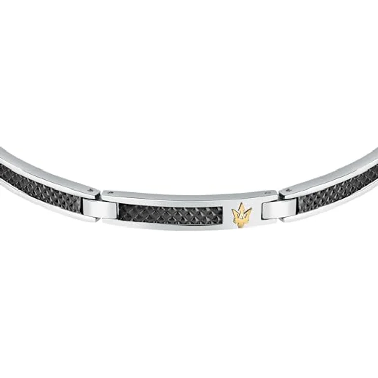 Maserati Herrenarmband JM423AVD24, aus Stahl mit IP-Schwarz und IP-Gelbgold, 18,5+3 cm, ikonischer Dreizackverschluss – Bild 2