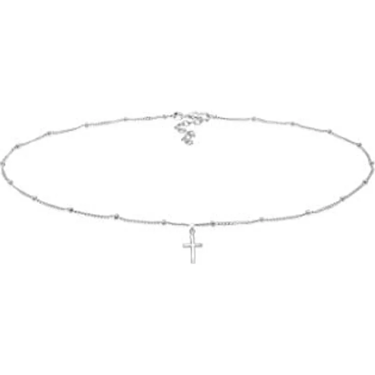Elli Halskette Damen Choker Kugel Kreuz aus 925 Sterling Silber, anlaufgeschützt, handgefertigt