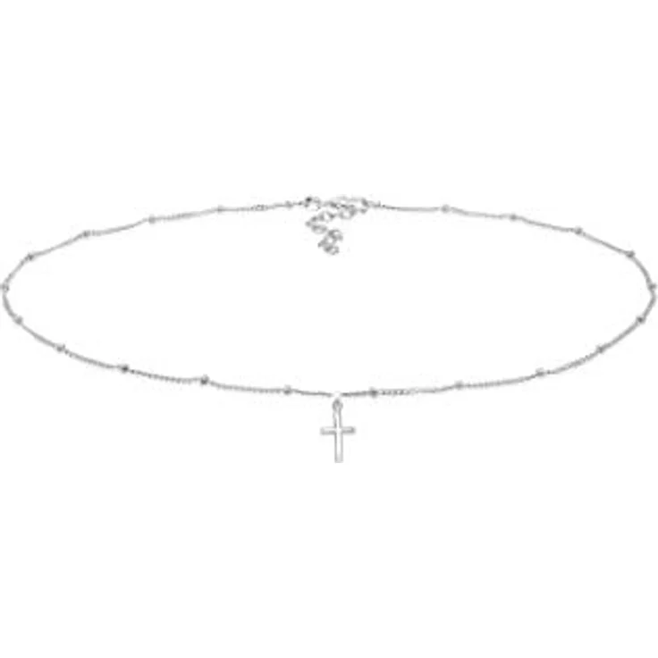 Elli Halskette Damen Choker Kugel Kreuz aus 925 Sterling Silber, anlaufgeschützt, handgefertigt – Bild 1