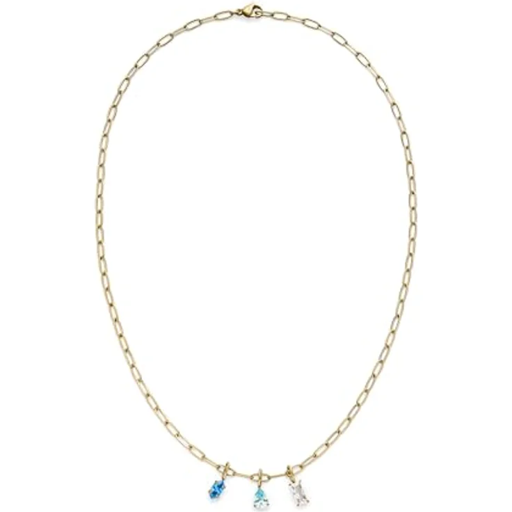 s.Oliver Necklace, elegante Gliederkette aus poliertem Edelstahl in IP Gold, 50 cm, wasserfest & hautfreundlich – Bild 3