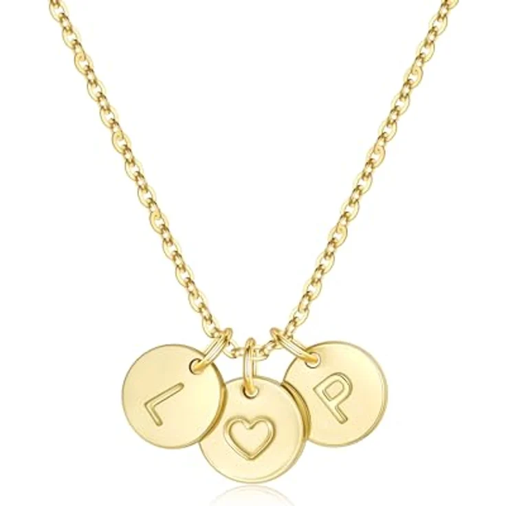 TINGN Gold Kette Herz mit Buchstaben L P, personalisierte Damen-Halskette für Frauen und Mädchen, hypoallergen, 45 cm mit 6 cm Verlängerung – Bild 1