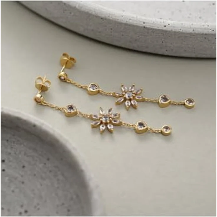 JETTE Ohrhänger DAISIES GARDEN 89191424, 18-Karat vergoldetes, recyceltes Sterlingsilber mit Zirkoniasteinen in Bicolor-Look – Bild 3