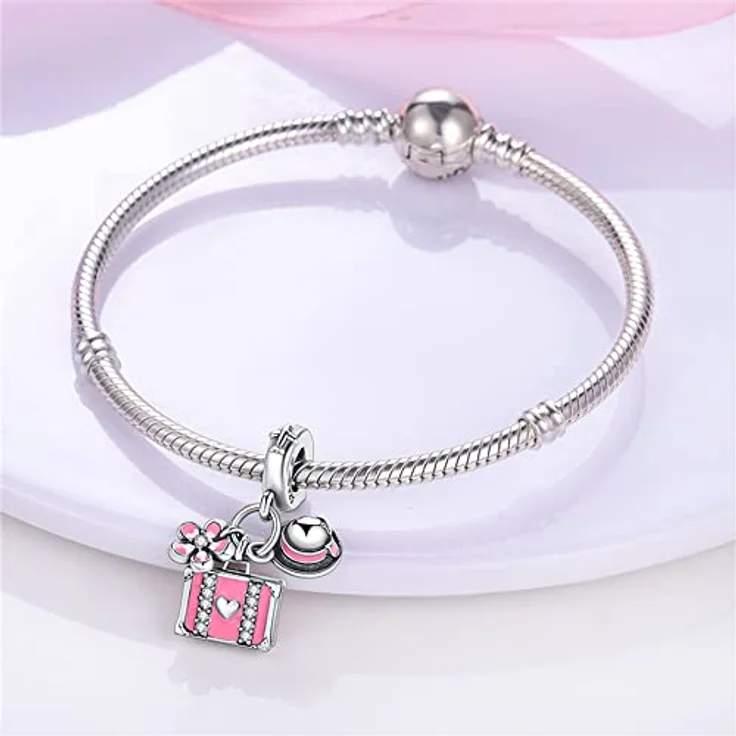Pandach Damen Charm Anhänger C17, 925 Sterling Silber mit Zirkonia-Steinen, kompatibel mit europäischen Armbändern und Halsketten – Bild 3