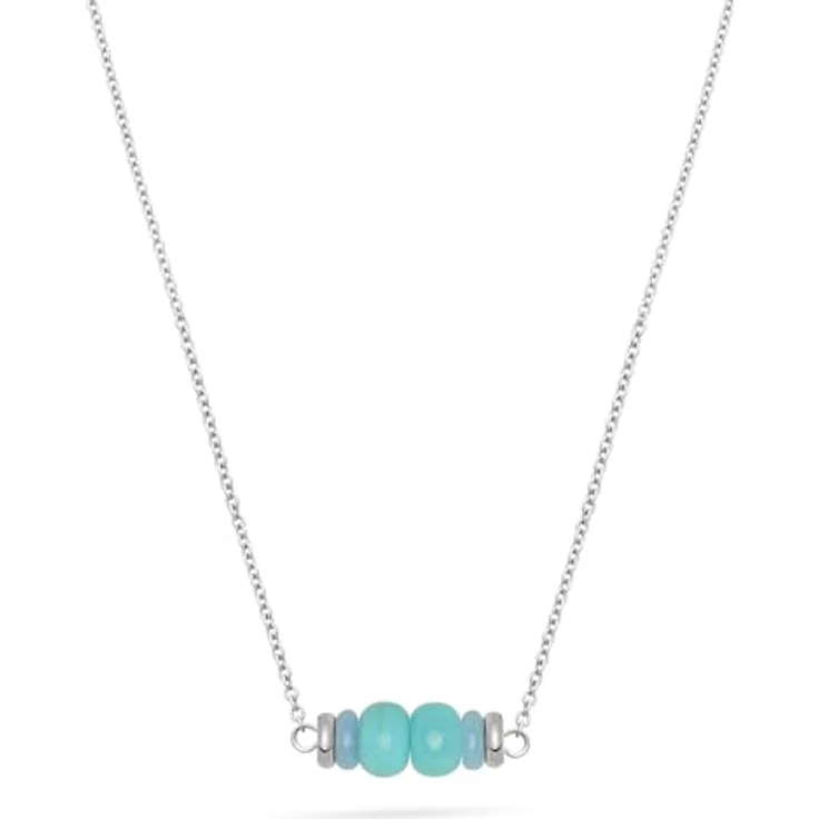 Tamaris Necklace, Kette mit bunten Natursteinen aus Edelstahl, Silber, Rolokette verstellbar bis 45 cm, wasserfest & hautfreundlich – Bild 1