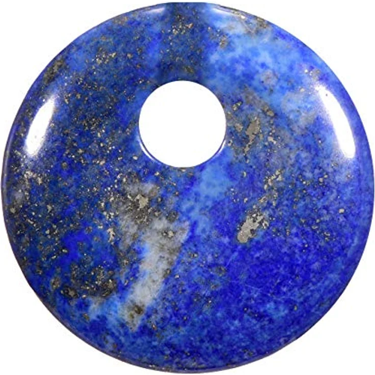Morella Damen-Halskette 80 cm mit rundem Lapislazuli Anhänger Ø 4,4 cm im Samtbeutel, individuell kürzbar – Bild 2