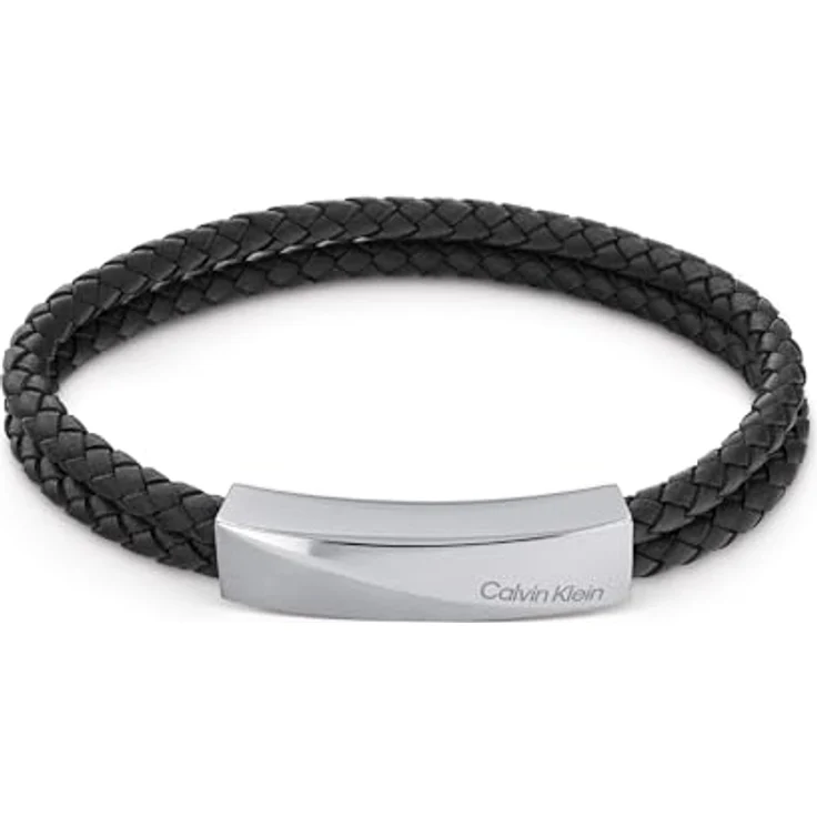 Calvin Klein WRAPPED & BRAIDED, Herren Lederarmband aus geflochtenem schwarzem Leder mit Edelstahlverschluss, 19,5 cm – Bild 1
