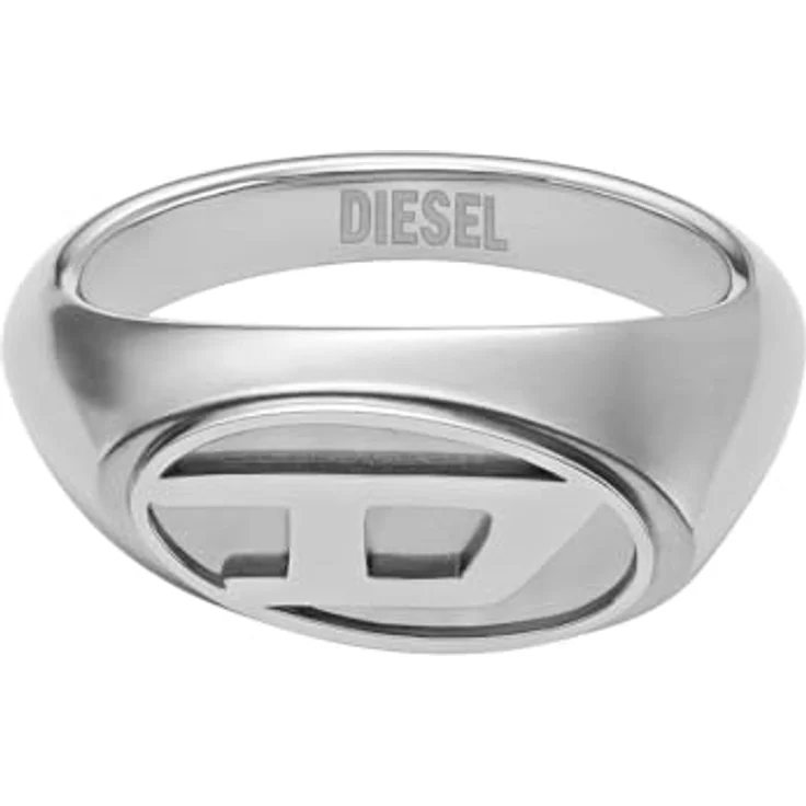 DIESEL Herren-Edelstahl-Signet Ring, DX14750408, gebürstet, Größe 8, Silber – Bild 2