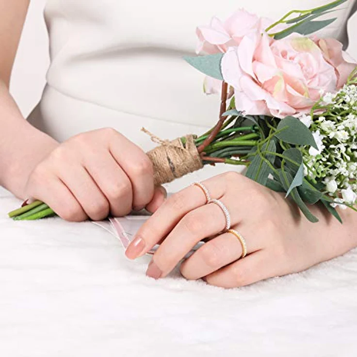 Zakk Eternity Ring Damen Ewigkeitsring Silber 925 mit Zirkonia und Roségold Vergoldung, schmal, Größe 66 (21.0) – Bild 5