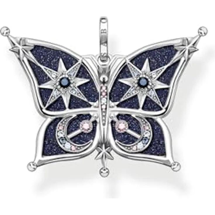 Thomas Sabo Schmetterling Anhänger, 925 Sterlingsilber mit Glas-Keramik Steinen, 2,4cm x 3cm, PE929-945-7