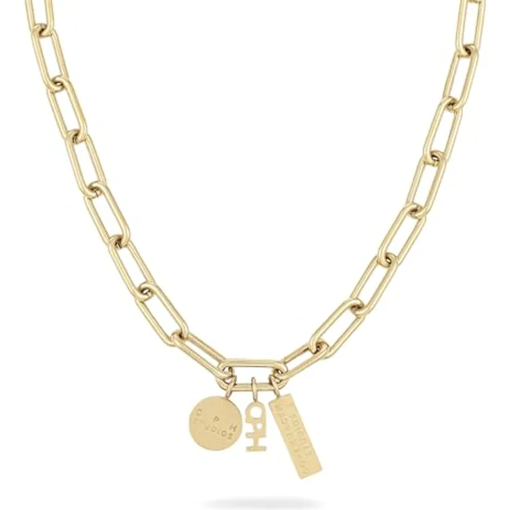 COPENHAGEN STUDIOS Bold Link Necklace, gold - Halskette aus poliertem Edelstahl mit 14K Vergoldung, verstellbar bis 50 cm, wasserfest & hautfreundlich