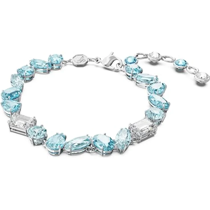 Swarovski Gema Armband, Blaues rhodiniertes Damenarmband mit Swarovski Kristallen und Boho-Stil Design – Bild 2