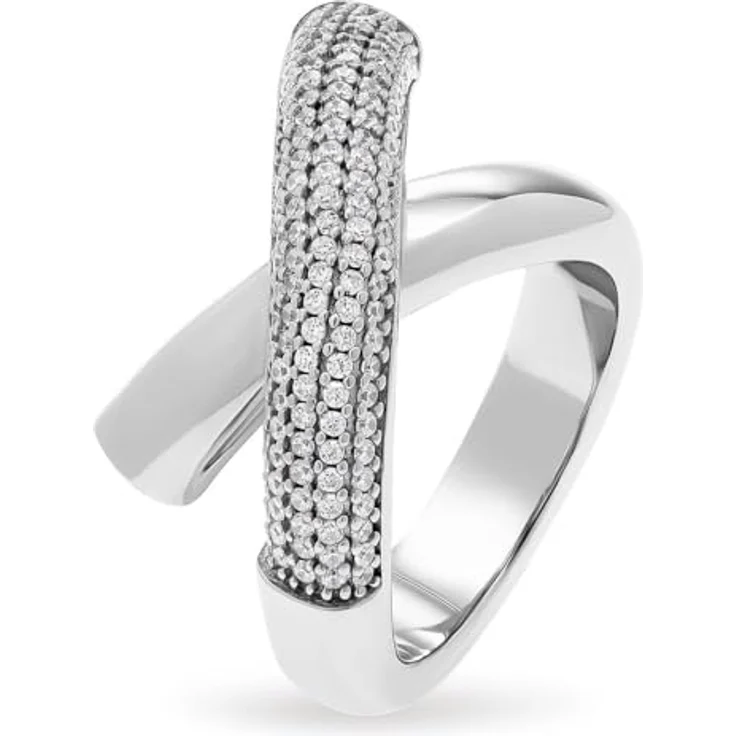 JETTE Damenring 925er Silber mit 140 Zirkonia, Ringgröße 57, Silber – Bild 1