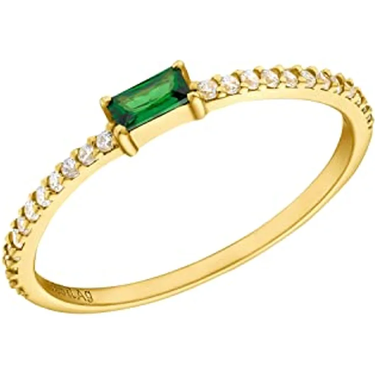 Amor Damen Ring 925 Sterling Silber mit Zirkonia (synth.), goldfarbig, in Schmuck Geschenk Box, 2035567