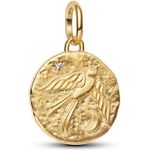 Pandora Charm-Einhänger 764082C01, Schwalbe aus 14k-vergoldeter Metallmischung mit Zirkonia und detailreicher Gestaltung