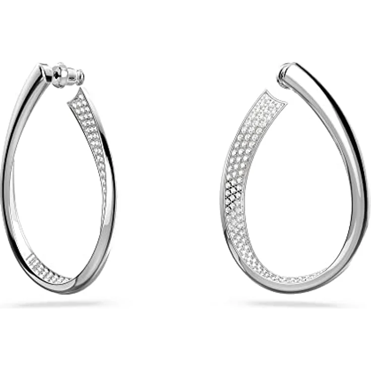 Swarovski Exist Kreolen, Rhodinierte Ohrringe mit Klaren Swarovski Kristallen, 4.6 x 4.1 cm – Bild 2