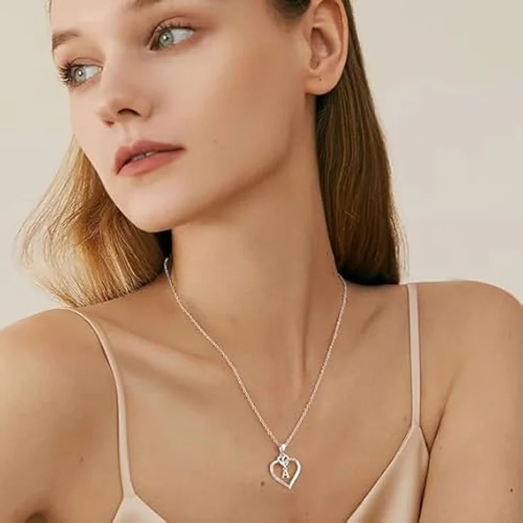 TINGN Herz Initial Halzkette Damen, 14K vergoldete Buchstabenkette mit CZ Herz Anhänger und Initiale C, 18"+2" verstellbar, eleganter Schmuck für Frauen und Mädchen – Bild 2