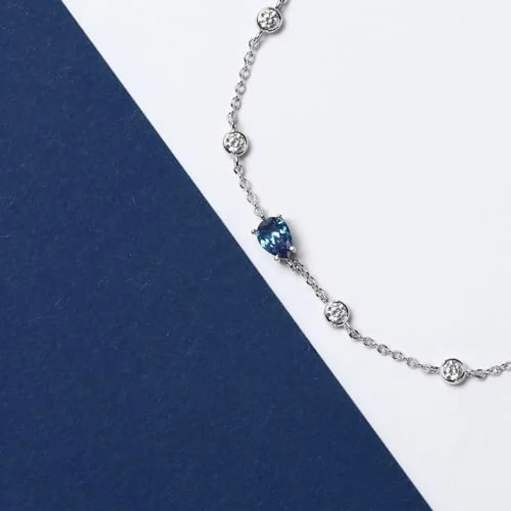 Morellato Armband Tesori SAIW201, verstellbar aus 925er Silber mit 4 weißen und 1 meeresblauem Farbstein, Zirkonia-Dekor – Bild 6
