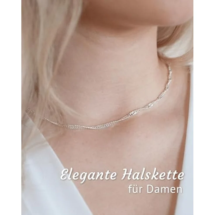 MATERIA by Matthias Wagner Singapurkette 925 Silber Damen, gedreht, 3mm, 70cm, hypoallergen, Made in Germany – Bild 2