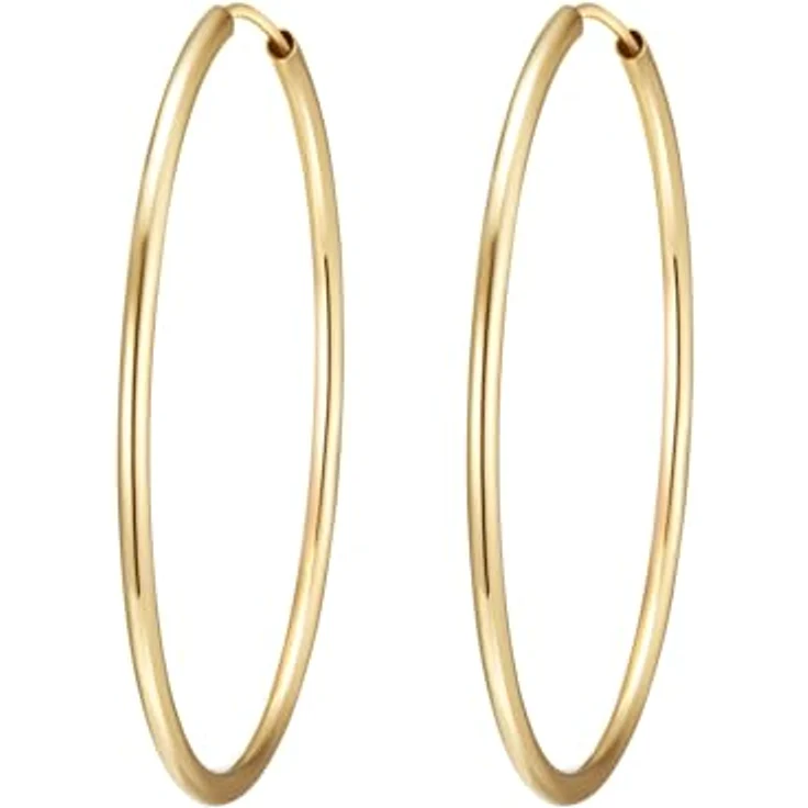 Rafaela Donata Damen-Creolen 925 Sterling Silber, 40mm rund, gelbvergoldet, Basic Ohrringe für Damen mit Steckverschluss – Bild 1