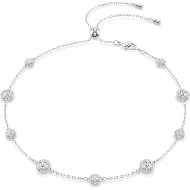 Swarovski Una Angelic Halskette, Rhodinierte Damenhalskette mit Beidseitig Tragbaren Kristallen, Länge: 30-44 cm