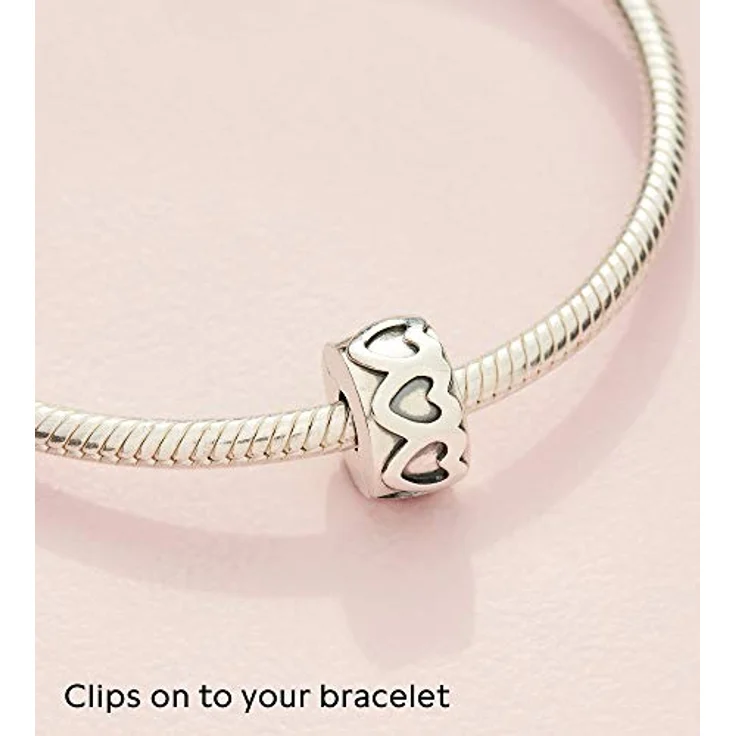 PANDORA Moments Gereihte Herzen Clip, Sterling Silber, 925, poliert, 10,5 x 6 mm – Bild 5
