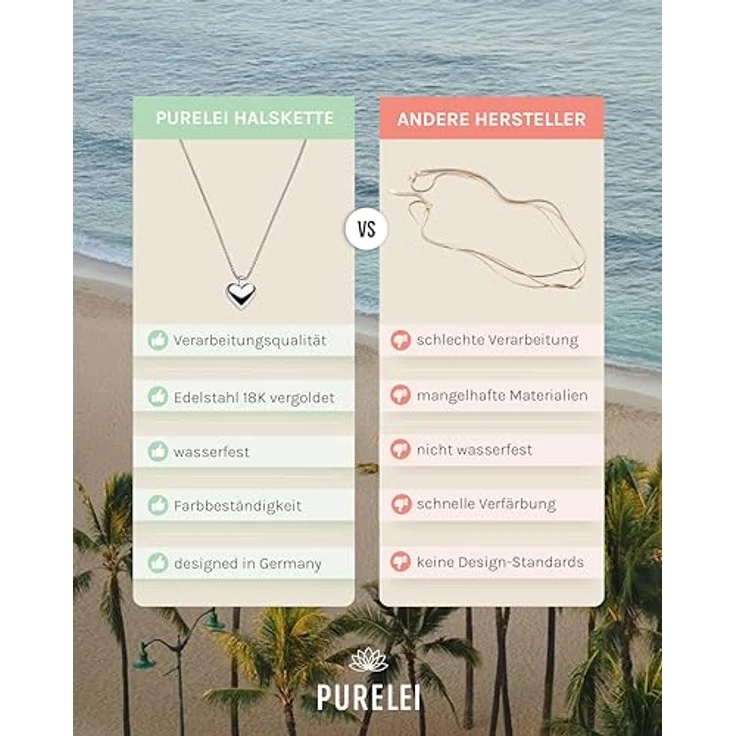 Purelei® Lovebird Kette (Silber) – Edelstahl Damen-Halskette mit Herzanhänger, wasserfest und romantisch inspiriert – Bild 4