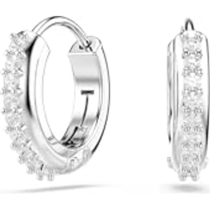 Swarovski Creolen Matrix 5690670, Metall-Creolen mit Swarovski-Kristall in strahlendem Weiß, 1 cm Länge – Bild 5
