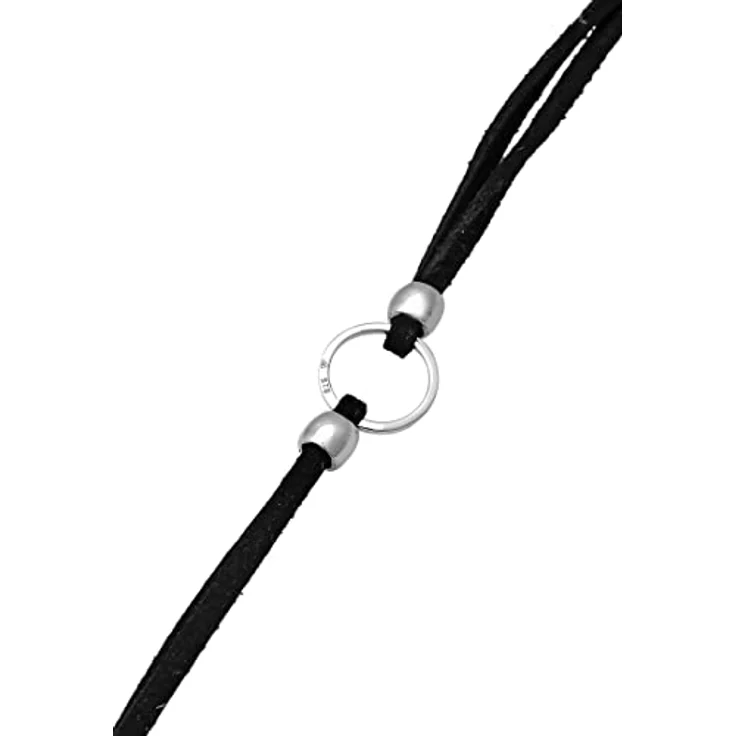 Elli Halskette Damen Choker Trend Kreis, Veloursleder Schwarz, 925 Sterling Silber, handgefertigt – Bild 5