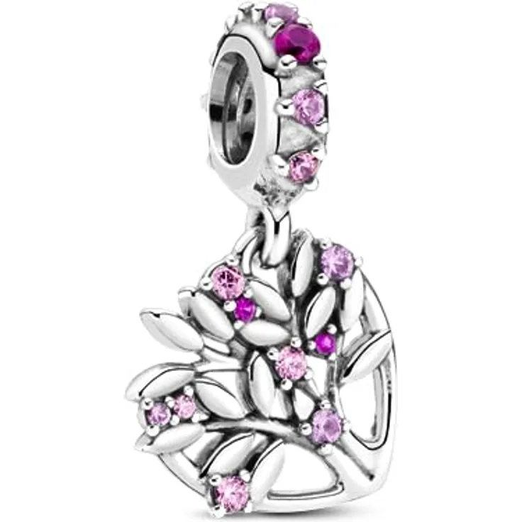 Pandora Charm Herz 799187C01, teilbar aus Sterling Silber mit rosa Emaille, für Mutter und Tochter, Symbole der Liebe und Verbundenheit