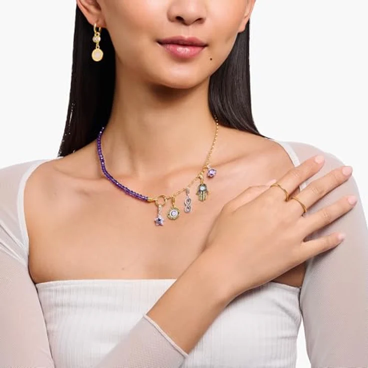 Thomas Sabo Charm Club Original Charm-Anhänger Stern, recyceltes 925 Silber mit violetten Steinen und Kaltemaille, Karabinerverschluss – Bild 5