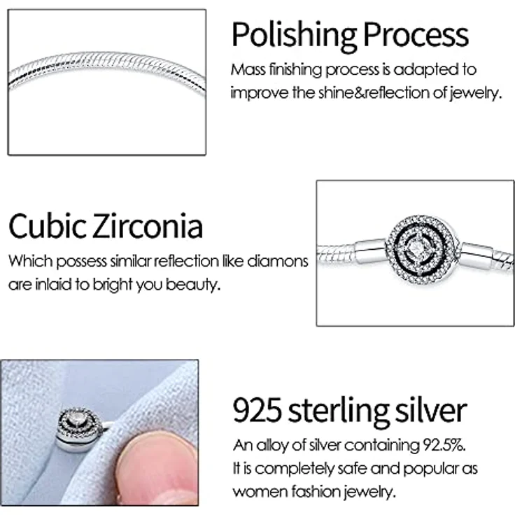 Pandach 925 Sterling Silber Damenarmband, Moments Schlangen-Gliederarmband, perfektes Geschenk für Frauen zu Valentinstag, Muttertag, Geburtstag und Weihnachten – Bild 5