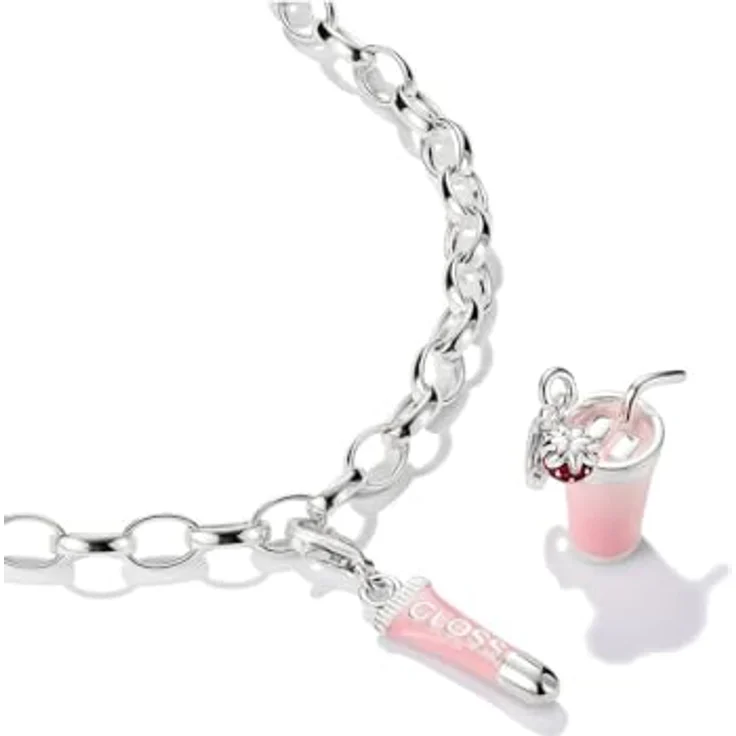 THOMAS SABO Damen-Charm Silber, Rosa Emaille, Getränke-Design mit Karabinerverschluss – Bild 2