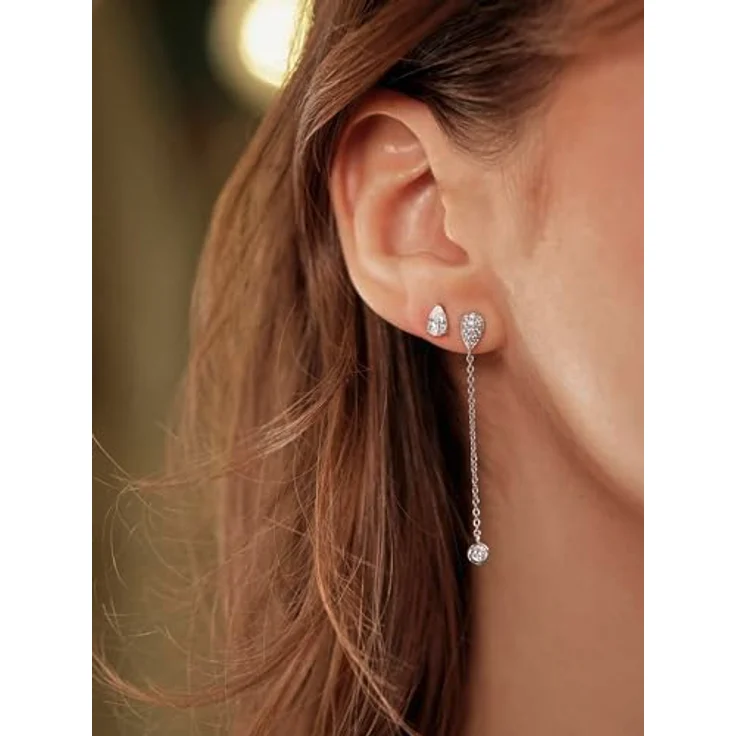 Amor Ohrstecker 925 Sterling Silber, Damen Ohrschmuck mit Zirkonia, 6 mm, Weiß, in Schmuck Geschenk Box – Bild 5