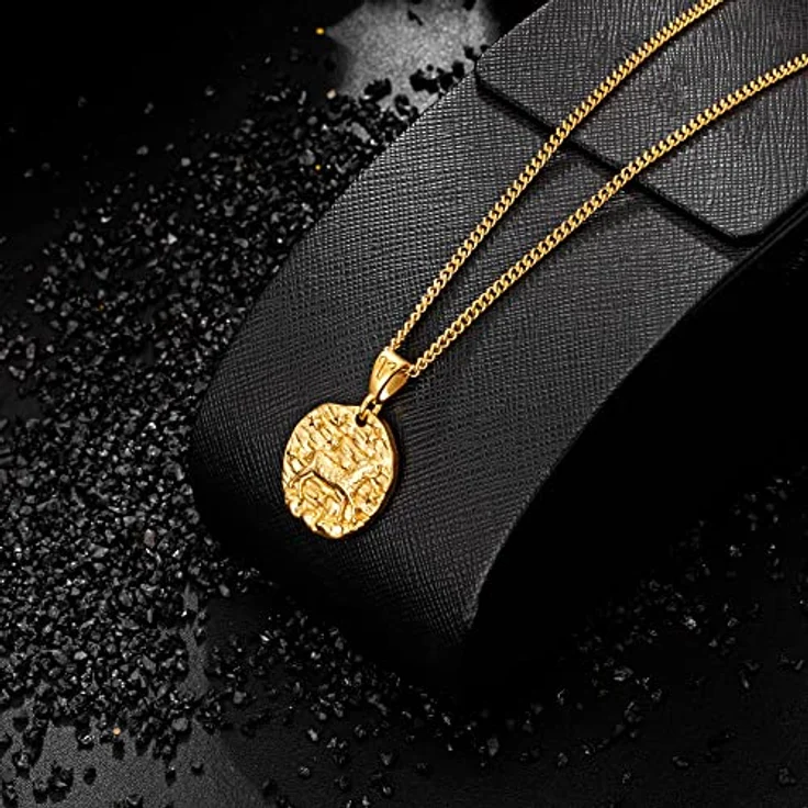 Speroto Herren Halskette mit Sternzeichen Anhänger Widder, Edelstahl Kette in Gold, 50 cm + 5 cm verstellbar – Bild 3