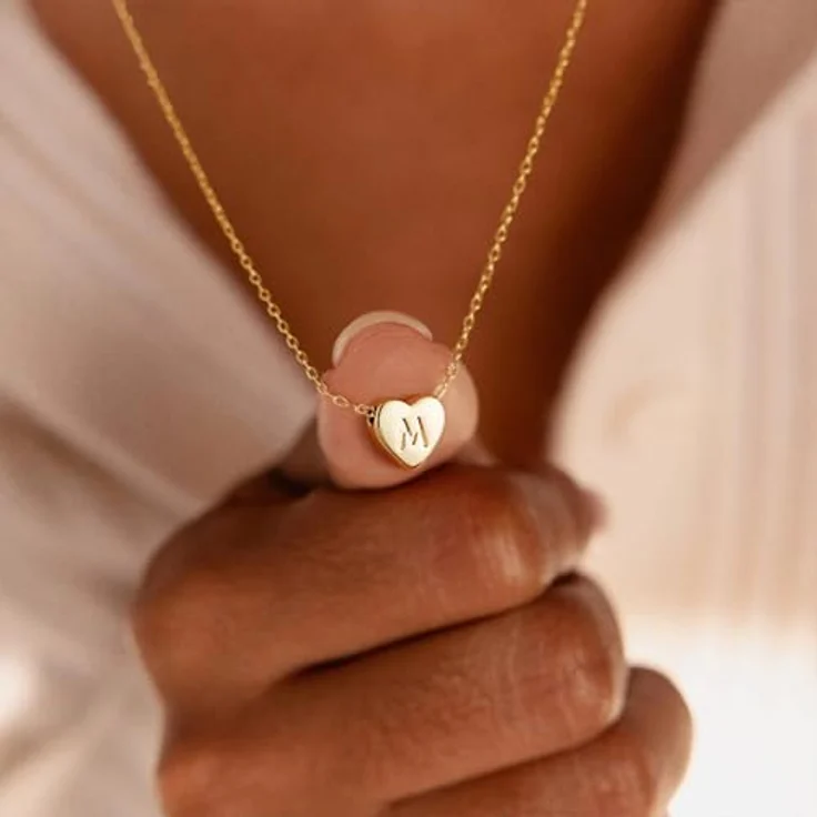 TINGN 14K Gold gefüllte Herz Halskette mit graviertem Buchstaben K, 40.5 cm + 5 cm Verlängerung, personalisiertes Geschenk für Frauen und Mädchen – Bild 5