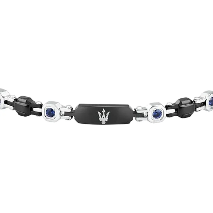 Maserati Herren-Armband Saphir, aus Edelstahl mit blauen Saphiren, 18 + 3,5 cm, verdeckter Verschluss, Kollektion Saphir – JM335AXO09 – Bild 2