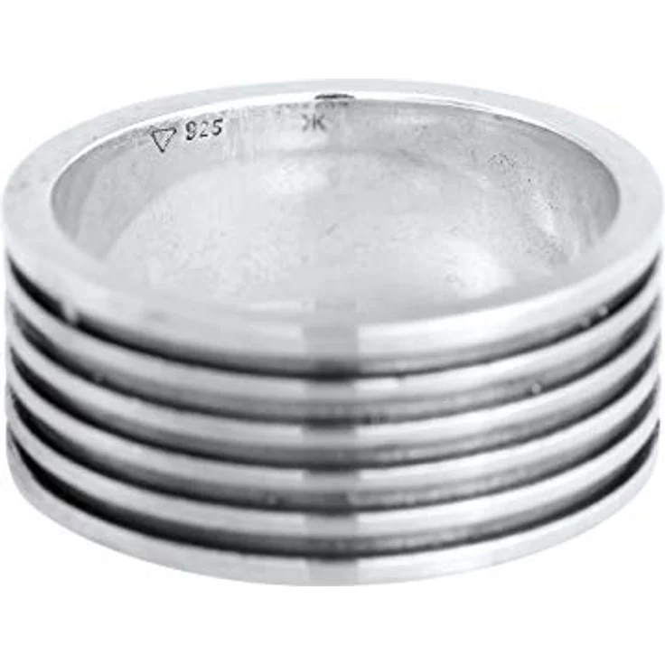 Kuzzoi Herrenring oxidiert, massiver Bandring (10 mm) aus 925 Sterling Silber, Vintage Design mit Rillenstruktur, Ringgröße 54 – Bild 4