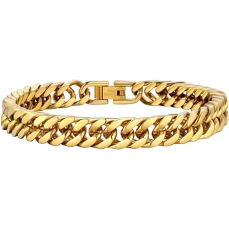 PROSTEEL Herren Armband 18k vergoldet Panzerkette, 21cm lang, 17mm breit, aus 316L Edelstahl, gold – Bild 1