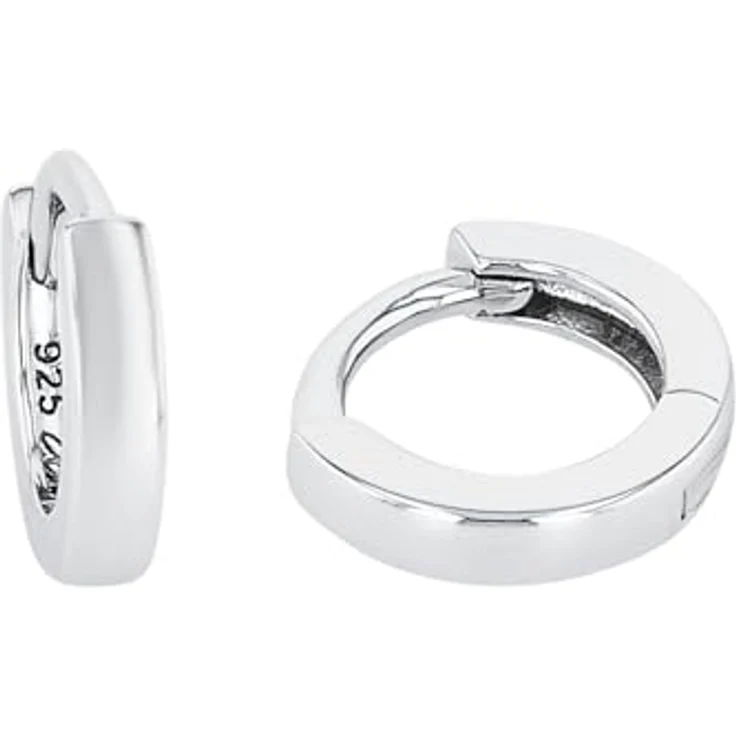 Amor Creolen 925 Sterling Silber Unisex Ohrringe, 10 mm, Scharnierverschluss, inkl. Schmuck Geschenkbox, silber – Bild 1